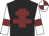 black, maroon cross of lorraine, white sleeves, maroon armlets, white and maroon quartered cap