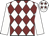 White & maroon diamonds, white sleeves, maroon stars on cap