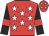 red, white stars, red armbands on black sleeves