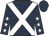 dark blue, white cross belts, white stars on sleeves