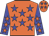 Orange body, big-blue stars, big-blue arms, orange stars, orange cap, big-blue stars