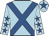 Light blue, royal blue cross belts, light blue sleeves, royal blue stars, light blue cap, royal blue star
