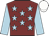 Maroon, light blue stars and sleeves, white cap