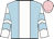 Light blue, white stripe, white and light blue chevrons on sleeves, pink cap