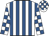 White and royal blue stripes, checked sleeves and cap