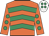 Orange, emerald green chevrons, orange sleeves, emerald green spots, white cap, emerald green spots
