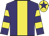 Purple, yellow stripe, hooped sleeves, yellow cap, purple star