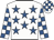 White, royal blue stars, check sleeves & cap