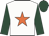 White, orange star, dark green sleeves & cap