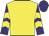 Yellow, purple and yellow chevrons on sleeves, purple cap
