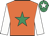 Orange, emerald green star, white sleeves, emerald green cap, white star