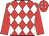 Red and white diamonds, red sleeves