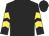 Black, yellow chevrons on sleeves