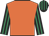 Orange, black and emerald green striped sleeves and cap