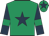 Emerald green, dark blue star, dark blue sleeves, emerald green armlets, emerald green cap, dark blue star