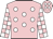 Cerise pink,white spots, cerise pink and white checked sleeves, cerise pink cap, white spots