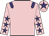 Pink, purple epaulettes, pink sleeves, purple stars, pink cap, purple star