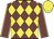 Garnet body, yellow diamonds, garnet arms, yellow seams, yellow cap