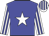 Blue body, white star, white arms, blue striped, white cap, blue striped