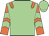 Soft green body, orange epaulettes, orange arms, soft green chevrons, soft green cap