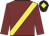 Maroon, yellow sash, black cap, yellow diamond