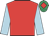Red, light blue sleeves, emerald green cap, red diamond