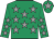 Emerald green, grey stars, emerald green cap, grey star