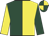 Dark green and yellow (halved), sleeves reversed, dark green and yellow quartered cap