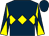 Dark blue, yellow triple diamond, diabolo on sleeves