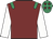 Maroon, emerald green epaulettes, white sleeves, emerald green cap, maroon stars