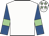 White, royal blue sleeves, light green armlets, white cap, light green stars
