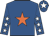 Royal blue, orange star, royal blue sleeves, white stars, royal blue cap, white star