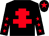 Black, red cross of lorraine, black sleeves, red stars, black cap, red star