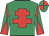 Emerald green, red cross of lorraine, diabolo on sleeves, quartered cap