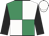 Emerald green and white (quartered), black sleeves, white cap