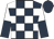 Dark blue and white check, white and dark blue halved sleeves, dark blue cap