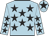 Light blue, black stars, light blue cap, black star