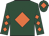 Dark green, orange diamond, diamonds on sleeves, dark green cap, orange diamond