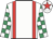 White, red braces, emerald green and white check sleeves, white cap, red star