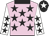 Pale pink, black stars and collar, white sleeves, black stars, black cap, white star