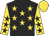 Black, gold stars, gold sleeves, black stars, gold cap