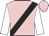 Pink, black sash, white sleeves, pink cap