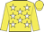 Yellow body, white stars, yellow arms, yellow cap