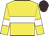 Yellow body, white hoop, yellow arms, white armlets, brown cap