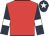 Red, dark blue sleeves, white armlets and star on dark blue cap