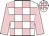 White and pink check, pink sleeves