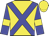 Yellow, blue cross belts, yellow armlets on blue sleeves, yellow cap