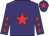 Purple body, red star, purple arms, red stars, purple cap, red star