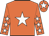 Orange body, white star, orange arms, white stars, orange cap, white star