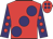 Red body, purple large spots, purple arms, red spots, red cap, purple spots